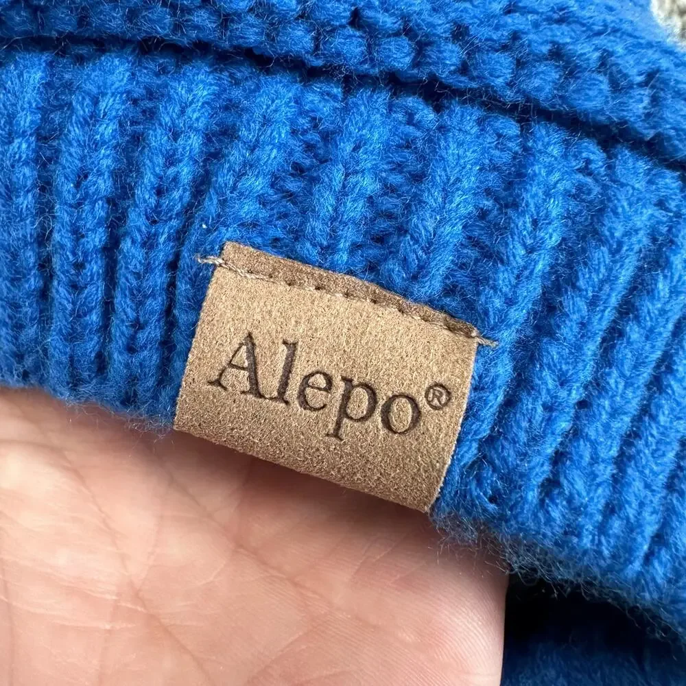 Alepo Blue Knit Toddler Little Kids Winter Hat Beanie Plush Sherpa Lined